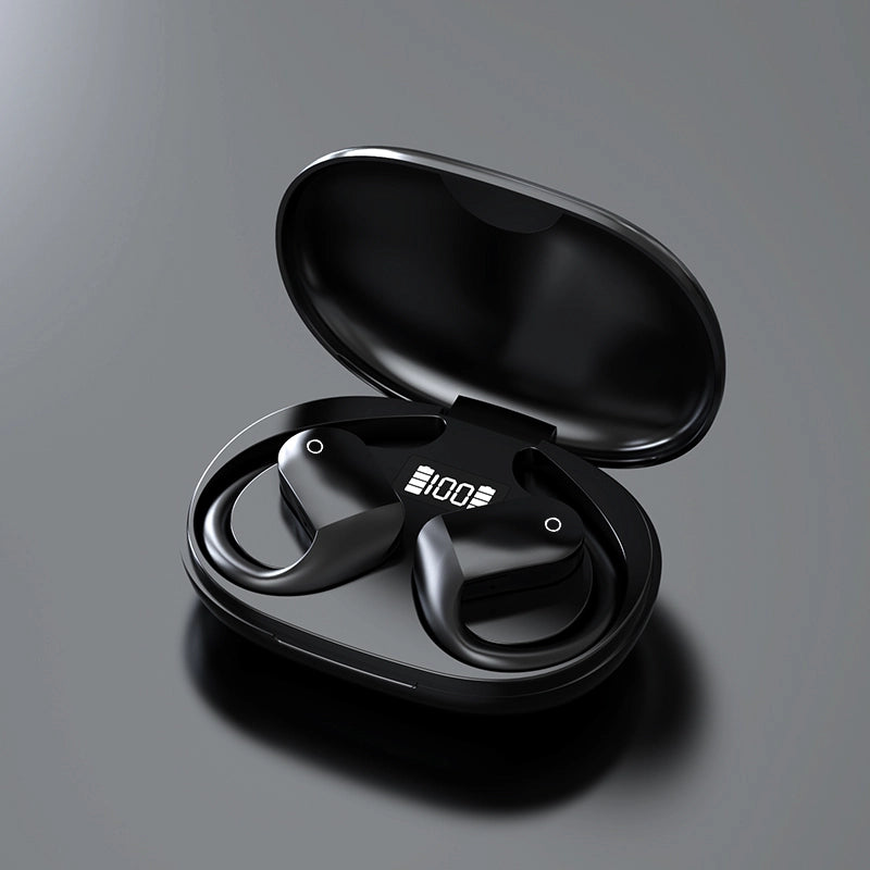 Open Ear Wireless Sport Headphones with Ear Hooks & Built-in Mic