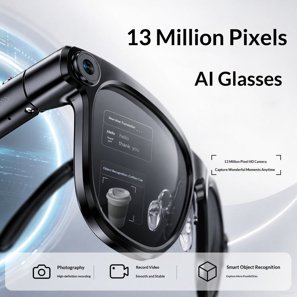 AI Smart Glasses – 1300MP HD Camera, Anti-Shake & Object Recognition - Walpex