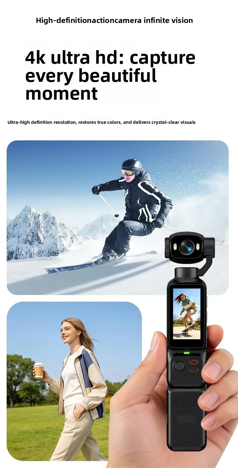 Caméra d'action 4K avec objectif rotatif à 180° – EIS WiFi Écran tactile
