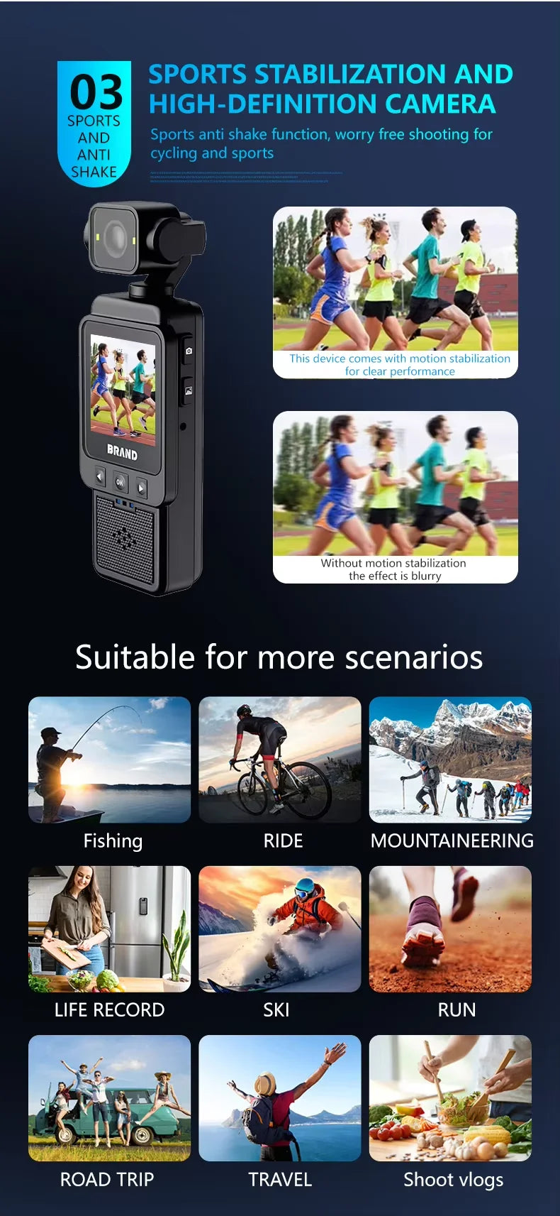 Outdoor Sports Action Camera 1080P – WiFi Fill Light Pocket Camcorder