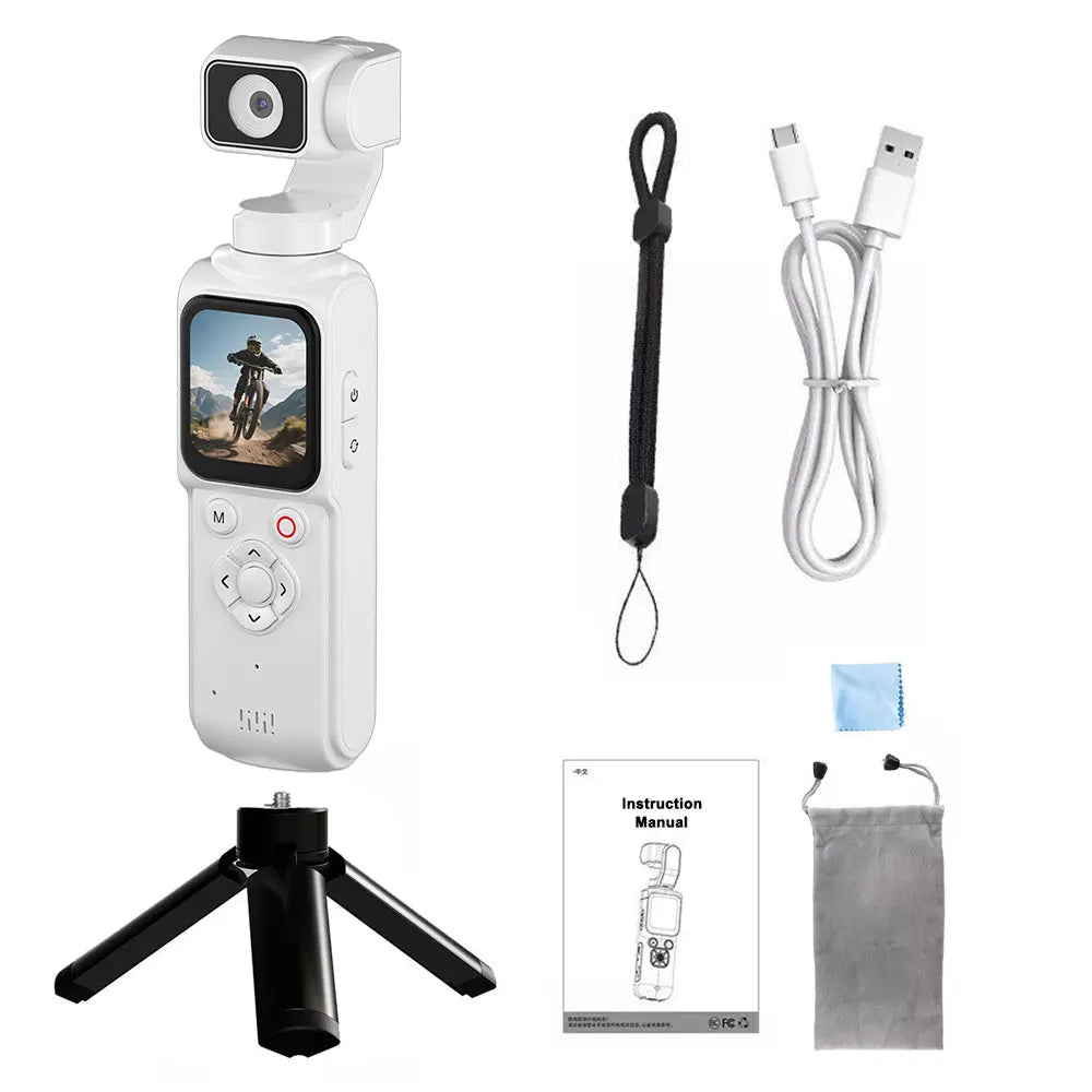 ANSVICAM Caméra Vlog avec stabilisateur cardan 4K – Suivi automatique à 330° WiFi Écran tactile