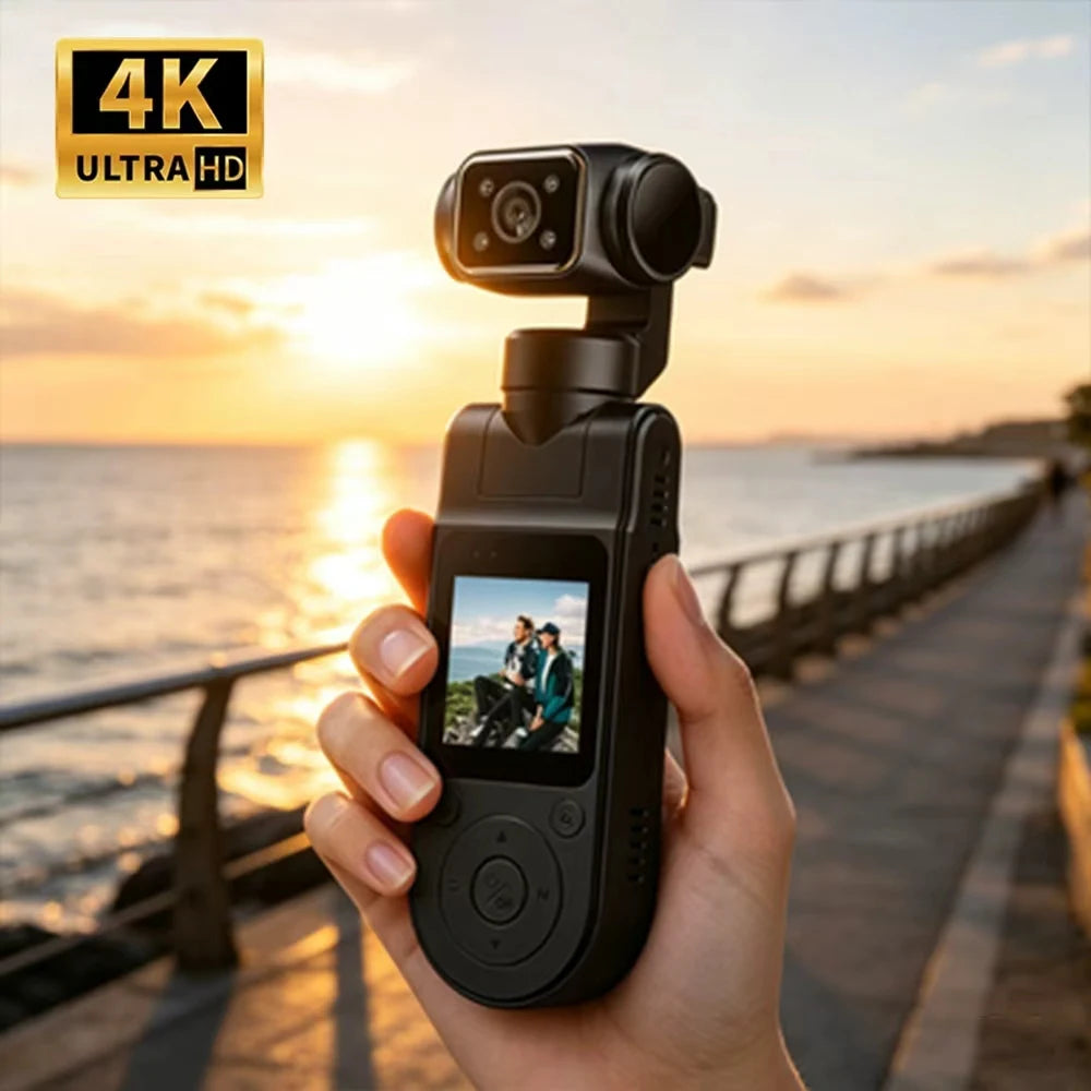 4K Rotatable Mini Body Camera – HD Night Vision LCD Screen