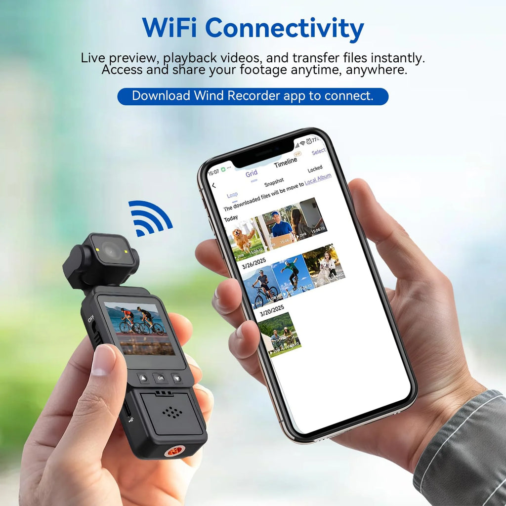 Outdoor Sports Action Camera 1080P – WiFi Fill Light Pocket Camcorder