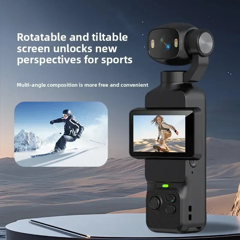 Caméra d'action 4K avec objectif rotatif à 180° – EIS WiFi Écran tactile