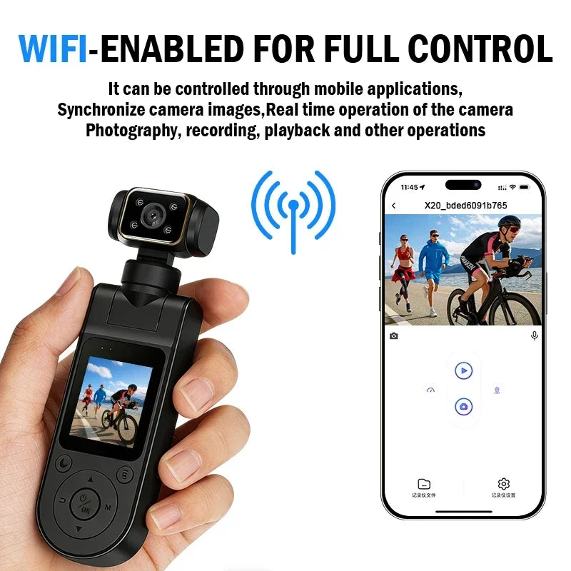 4K Rotatable Mini Body Camera – HD Night Vision LCD Screen