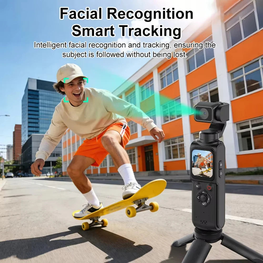 ANSVICAM Caméra Vlog avec stabilisateur cardan 4K – Suivi automatique à 330° WiFi Écran tactile