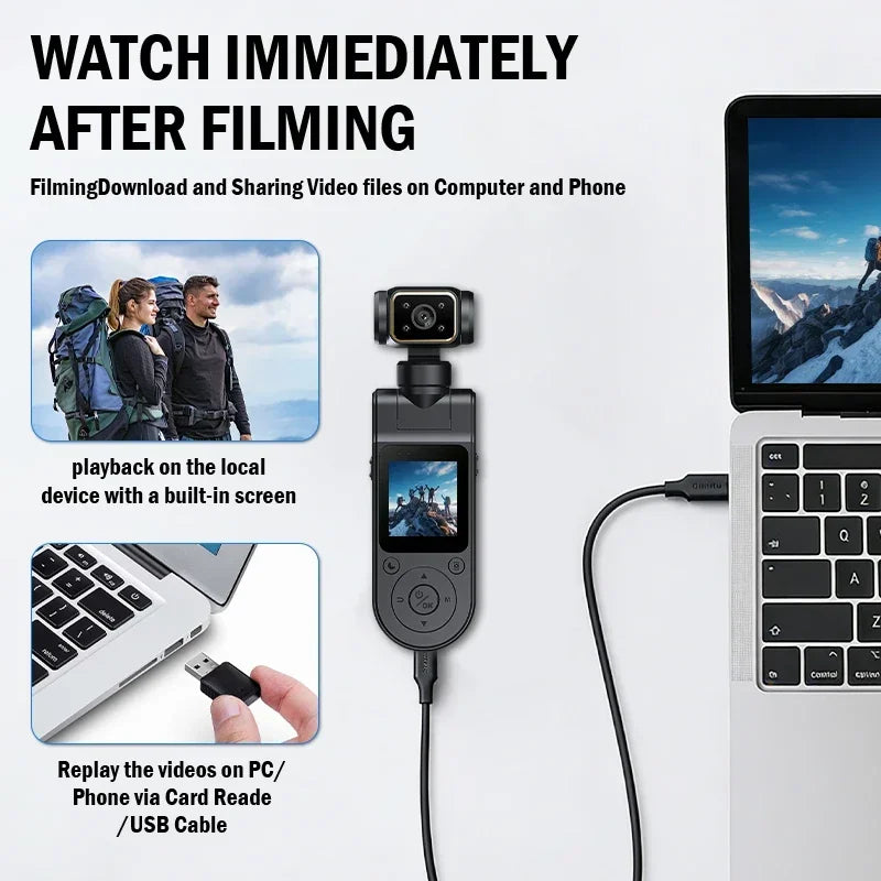 4K Rotatable Mini Body Camera – HD Night Vision LCD Screen
