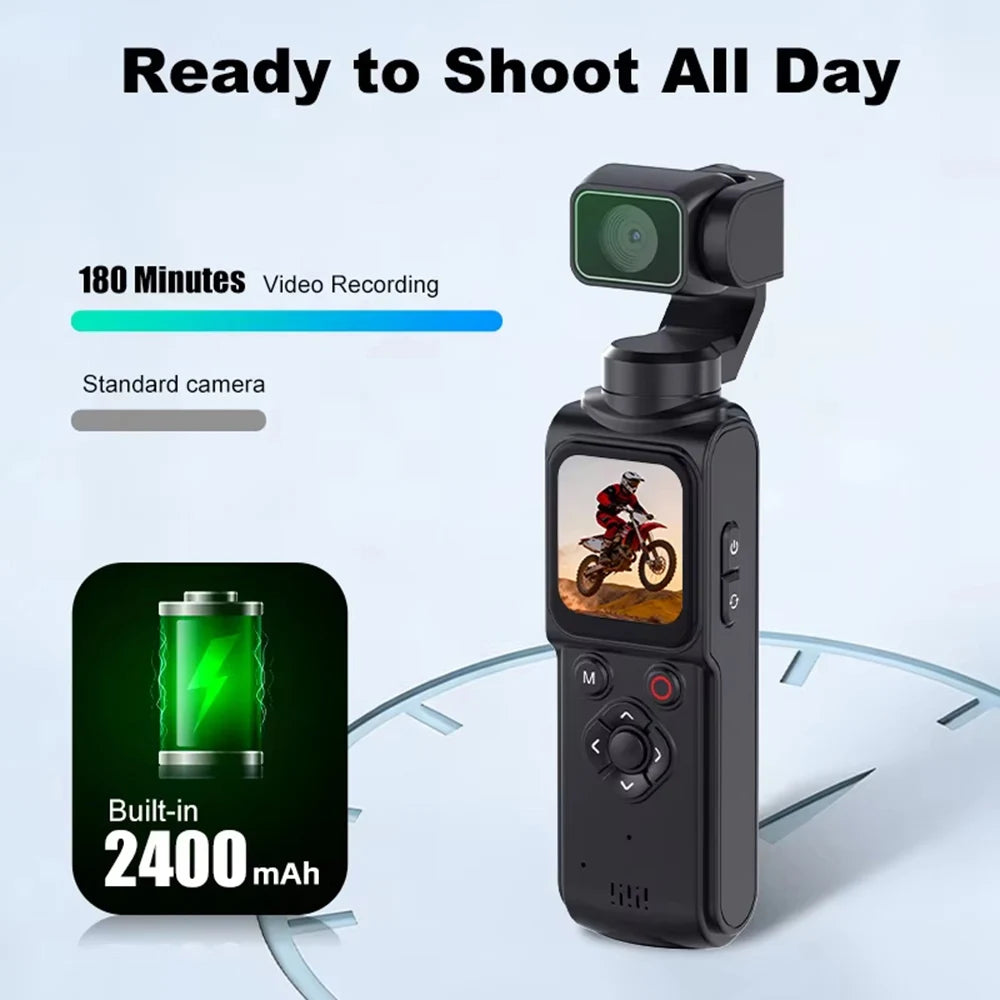 ANSVICAM Caméra Vlog avec stabilisateur cardan 4K – Suivi automatique à 330° WiFi Écran tactile
