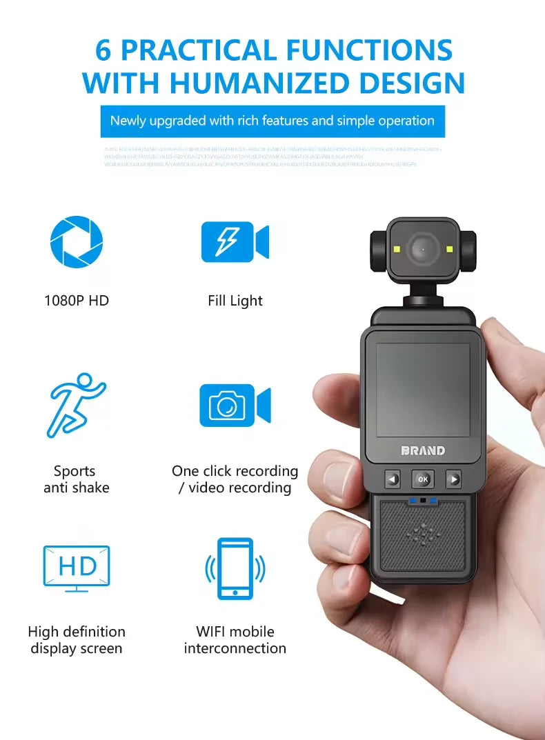 Outdoor Sports Action Camera 1080P – WiFi Fill Light Pocket Camcorder