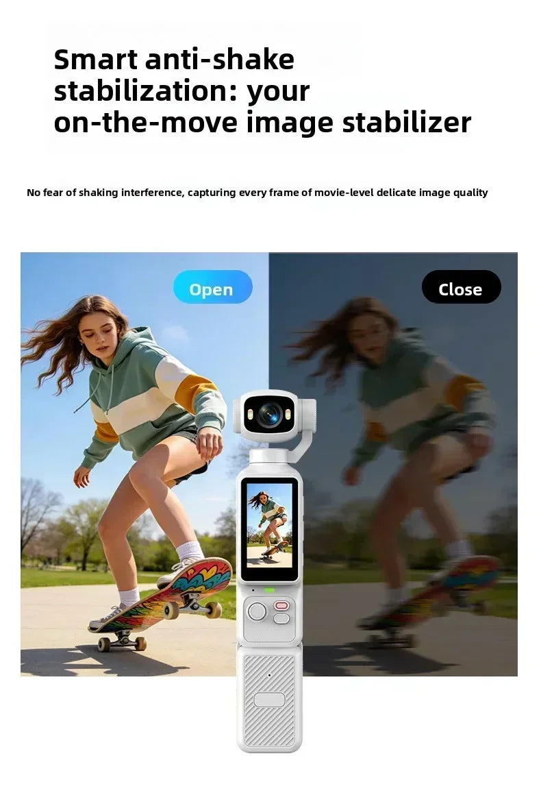 Caméra d'action 4K avec objectif rotatif à 180° – EIS WiFi Écran tactile